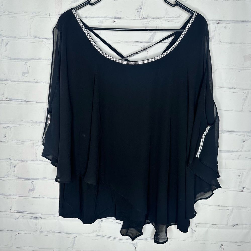 NY Collection large black flowy top - brand new with tags!